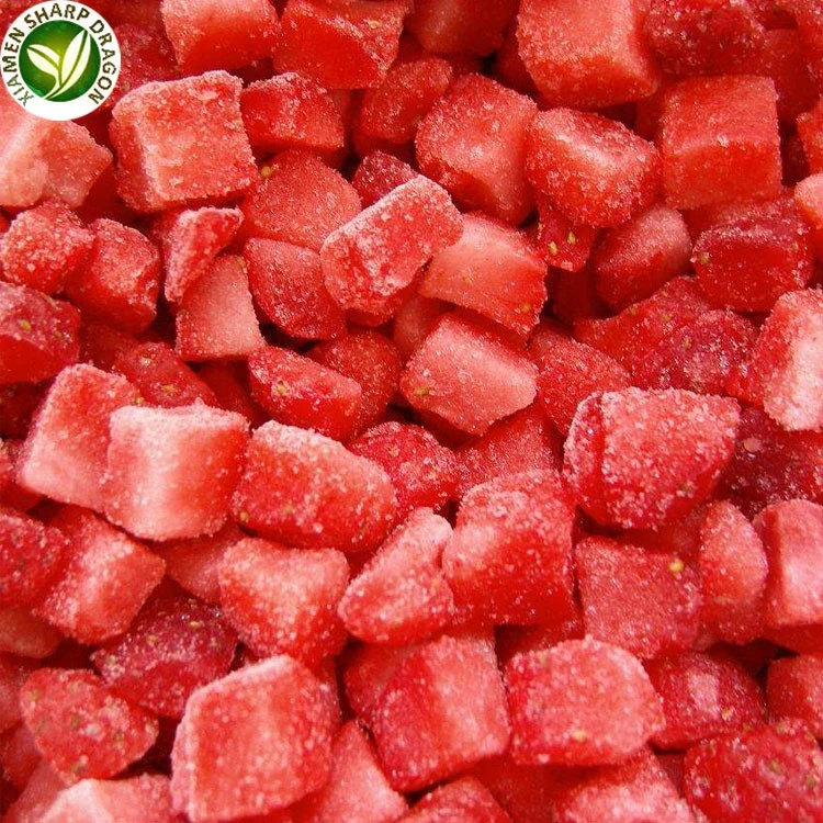 XMSD frozen diced strawberries product appearance XMSD frozen diced strawberries product appearance